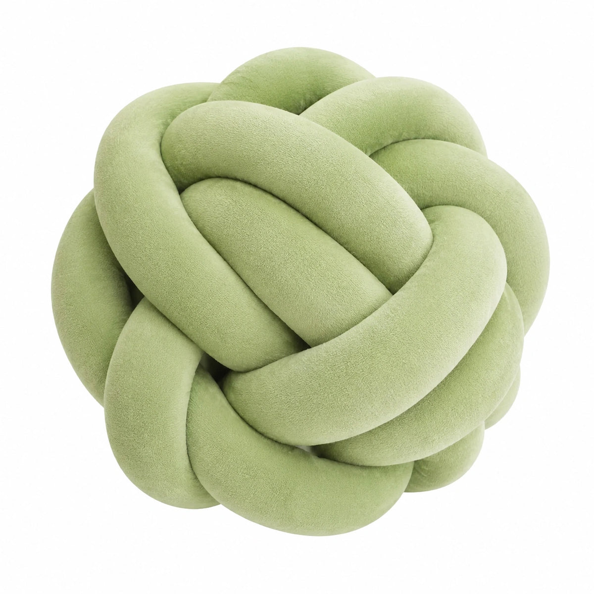 Cuscino decorativo annodato 30 cm in tessuto verde salvia per divano stile moderno