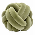 Cuscino decorativo a nodo diametro 30 cm in tessuto effetto velluto verde salvia - morbido per arredamento