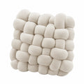 Cuscino decorativo quadrato 45 cm in tessuto bouclé color crema - intreccio imbottito