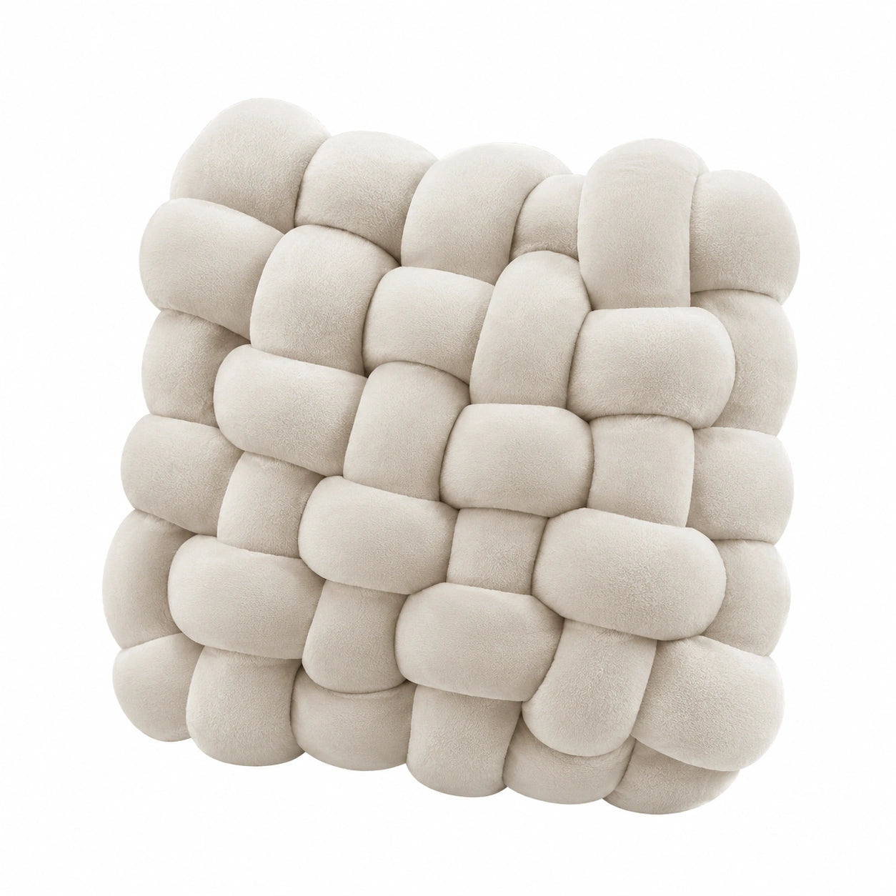 Cuscino decorativo quadrato 45 cm in tessuto bouclé color crema - intreccio imbottito