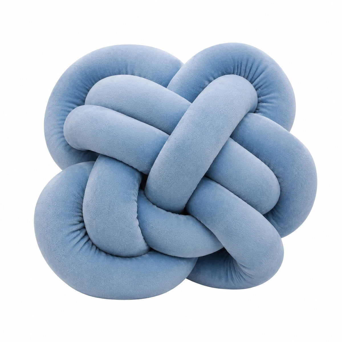 Cuscino decorativo annodato 35 cm in velluto azzurro stile moderno