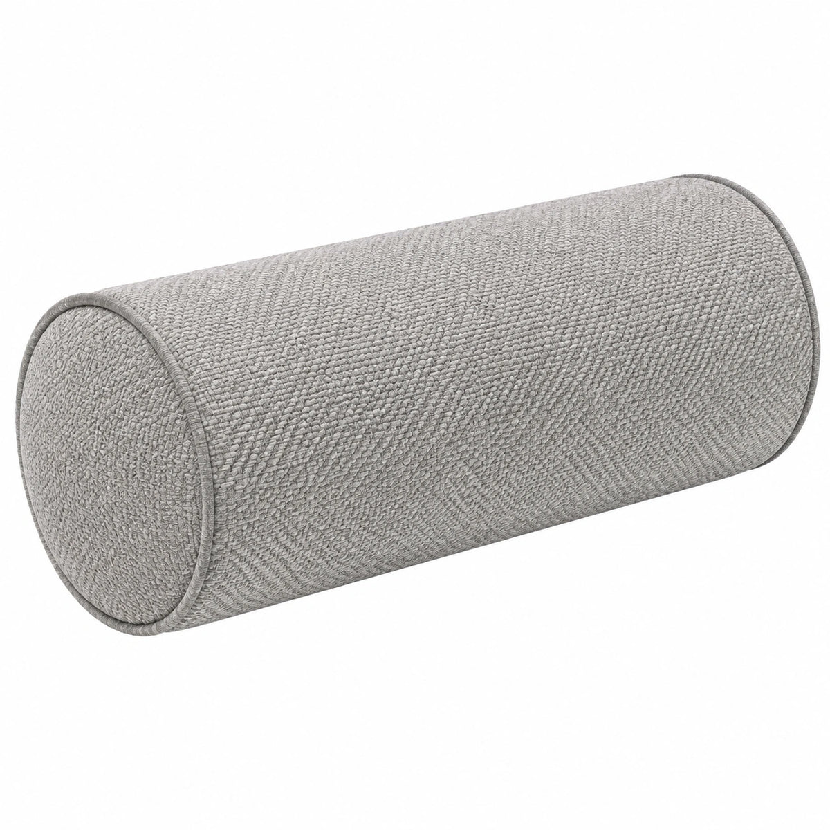 Cuscino cilindrico 15 x 45 cm in tessuto grigio per divano stile moderno