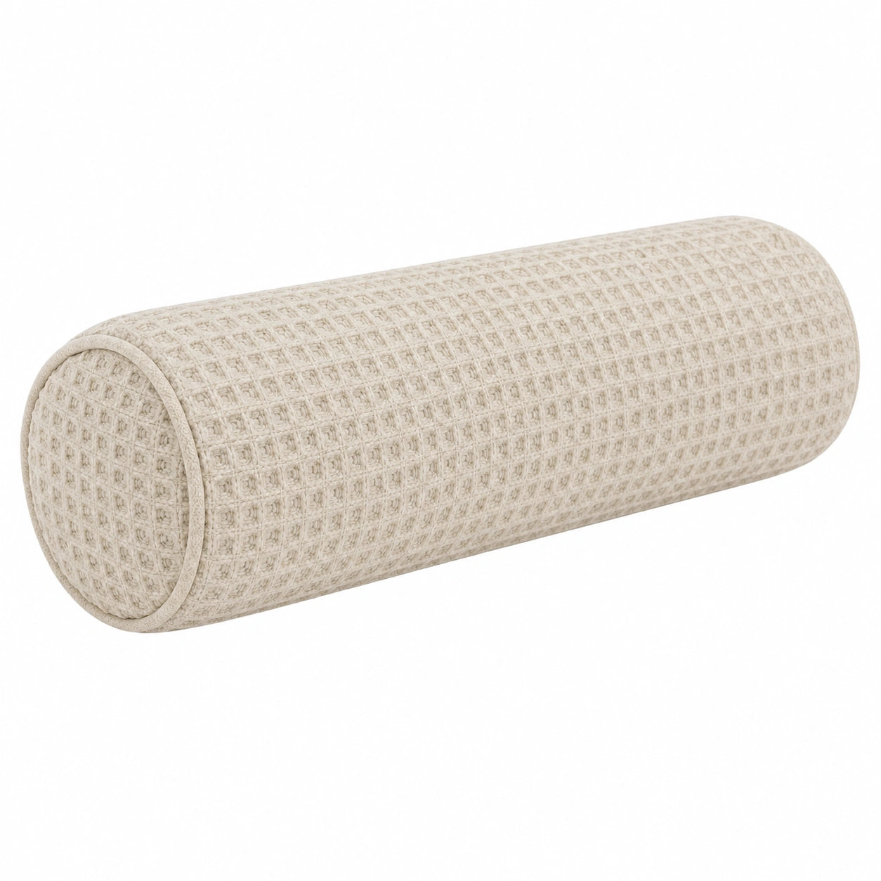 Cuscino cilindrico 15 x 45 cm in tessuto beige per supporto decorativo
