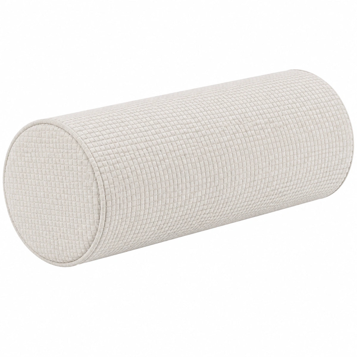 Cuscino cilindrico 20 x 50 cm in tessuto beige testurizzato per supporto decorativo