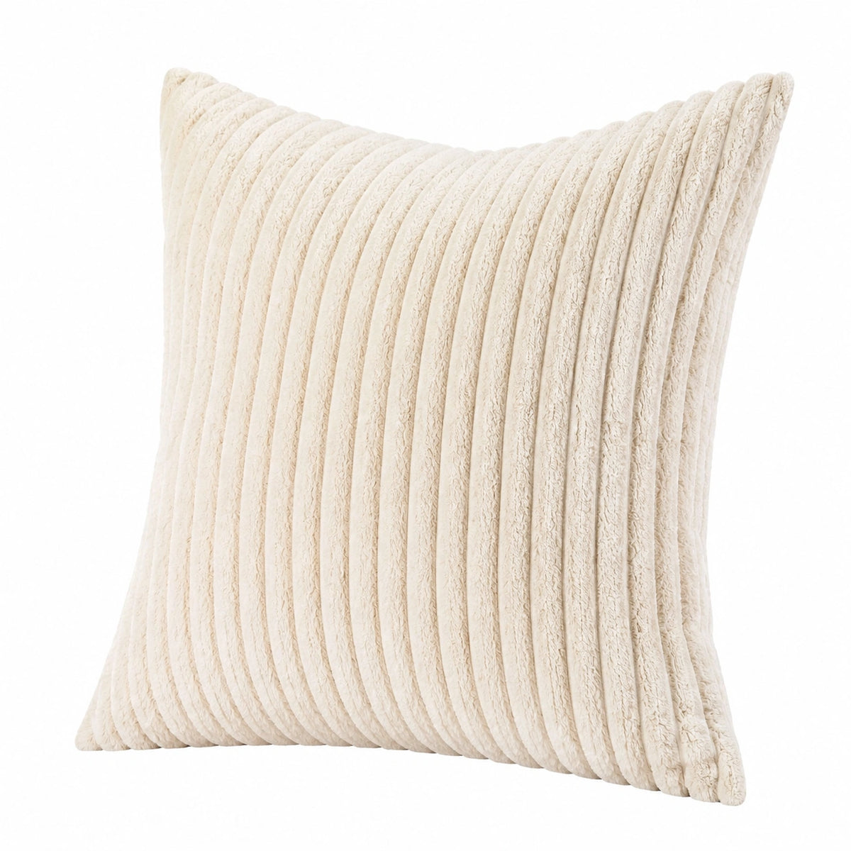 Cuscino decorativo 45 x 45 cm in tessuto effetto pelliccia avorio a coste