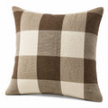 Cuscino decorativo quadrato 45 x 45 cm in tessuto marrone/crema a quadri stile rustico