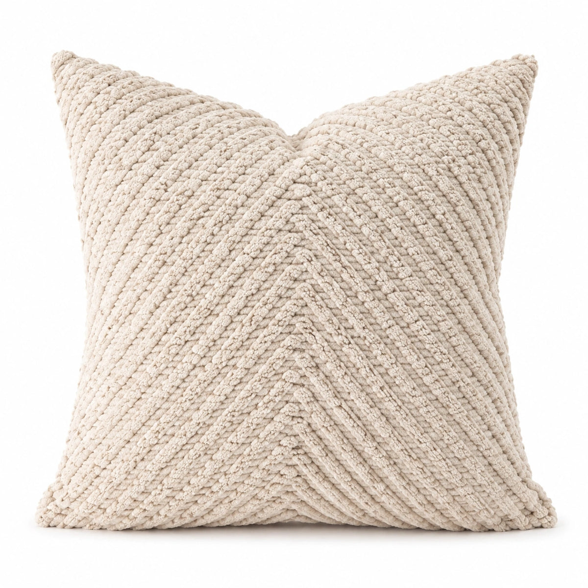 Cuscino decorativo quadrato 45 cm in poliestere beige a rilievo per divano e letto