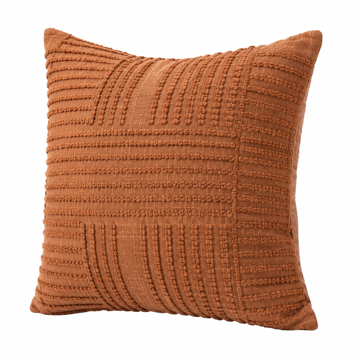 Cuscino decorativo quadrato 45 cm in tessuto terracotta a rilievo