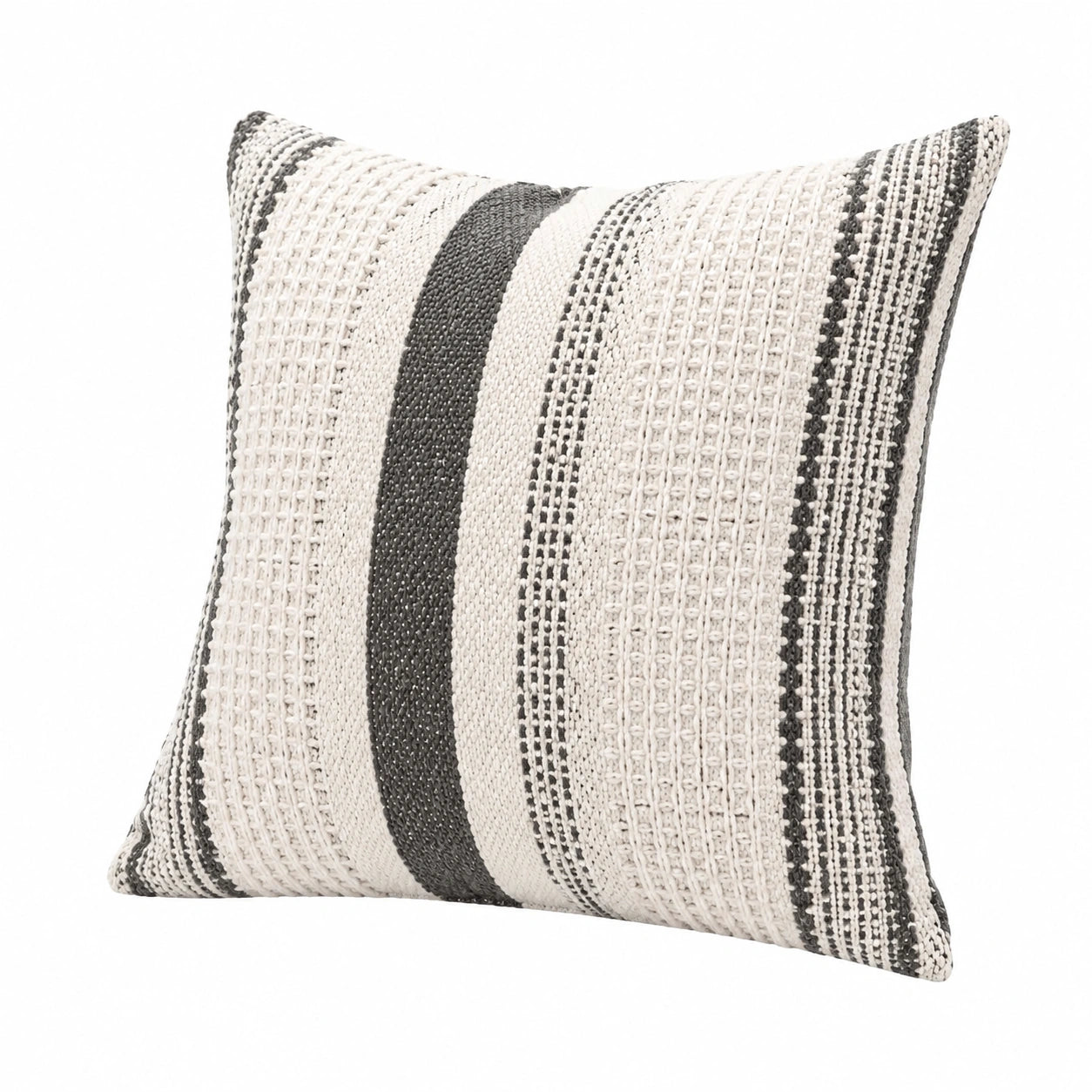 Cuscino decorativo quadrato 45 cm in tessuto intrecciato bianco e grigio stile boho