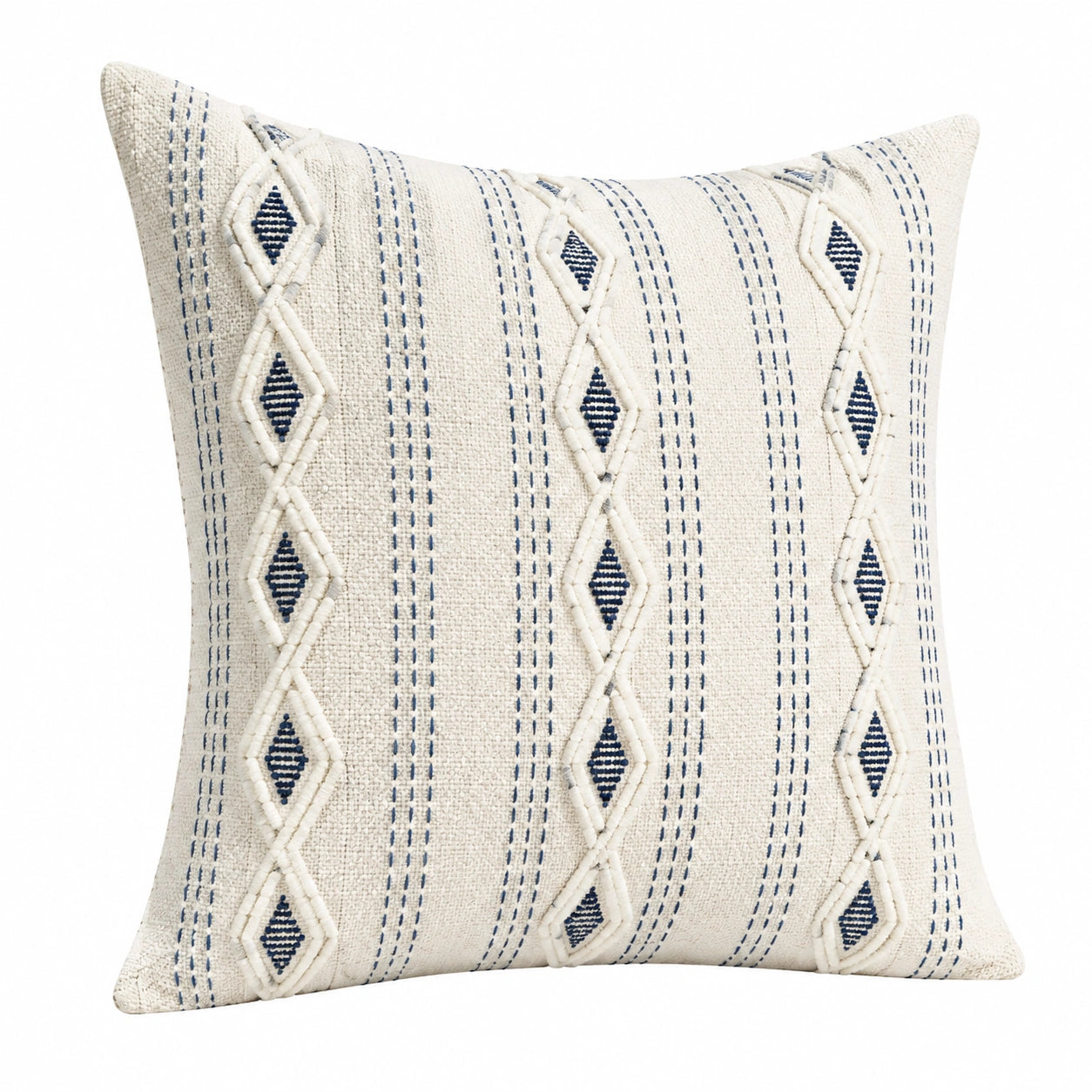 Cuscino decorativo 45 x 45 cm in tessuto beige e blu stile boho