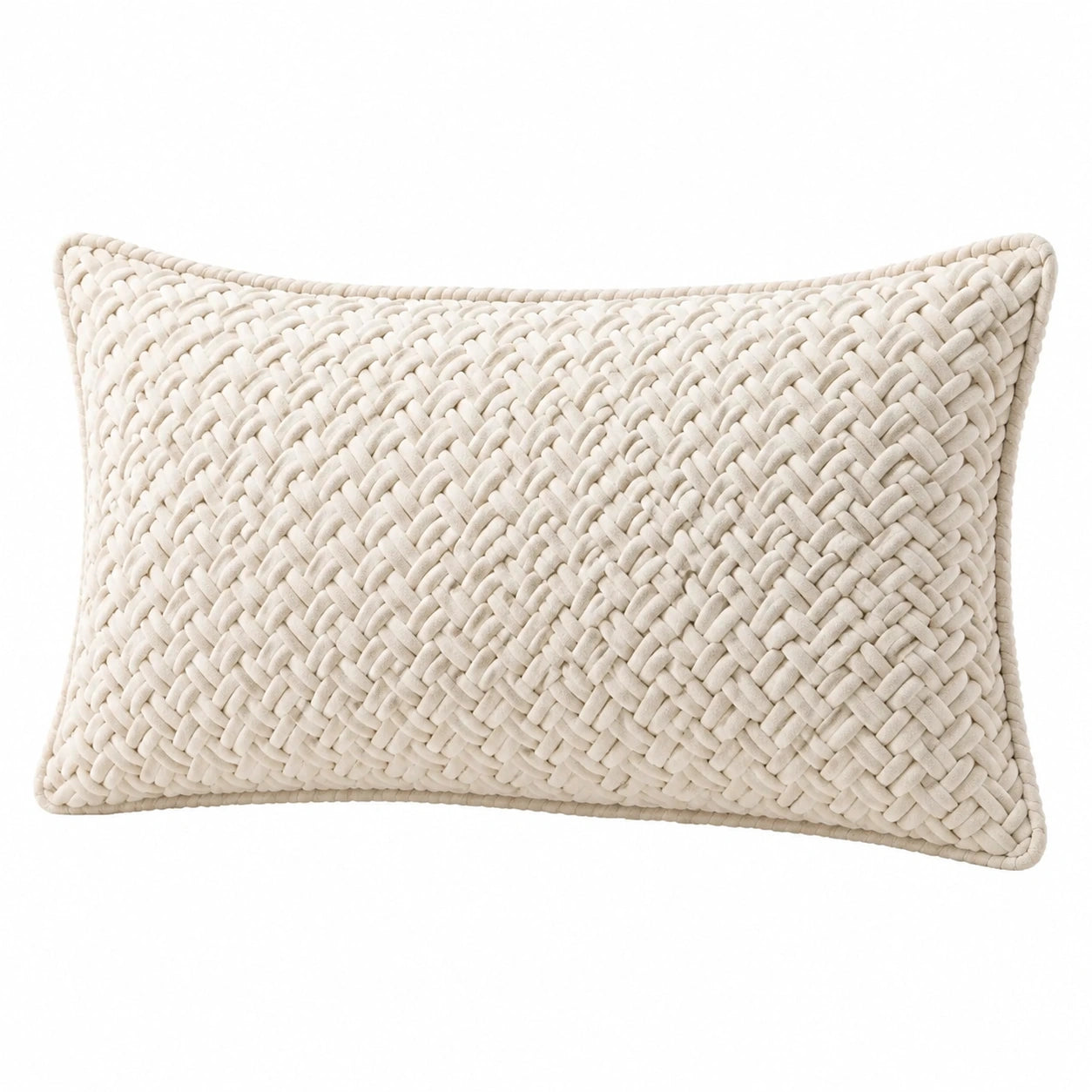 Cuscino decorativo rettangolare 50 x 30 cm in tessuto intrecciato bianco - imbottito