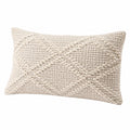 Cuscino decorativo rettangolare 50 x 35 cm in tessuto beige con trama intrecciata stile boho