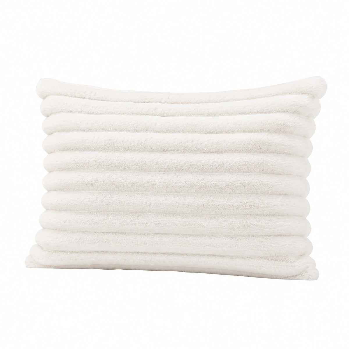 Cuscino decorativo rettangolare 45 x 30 cm in tessuto effetto pelliccia bianco stile soffice