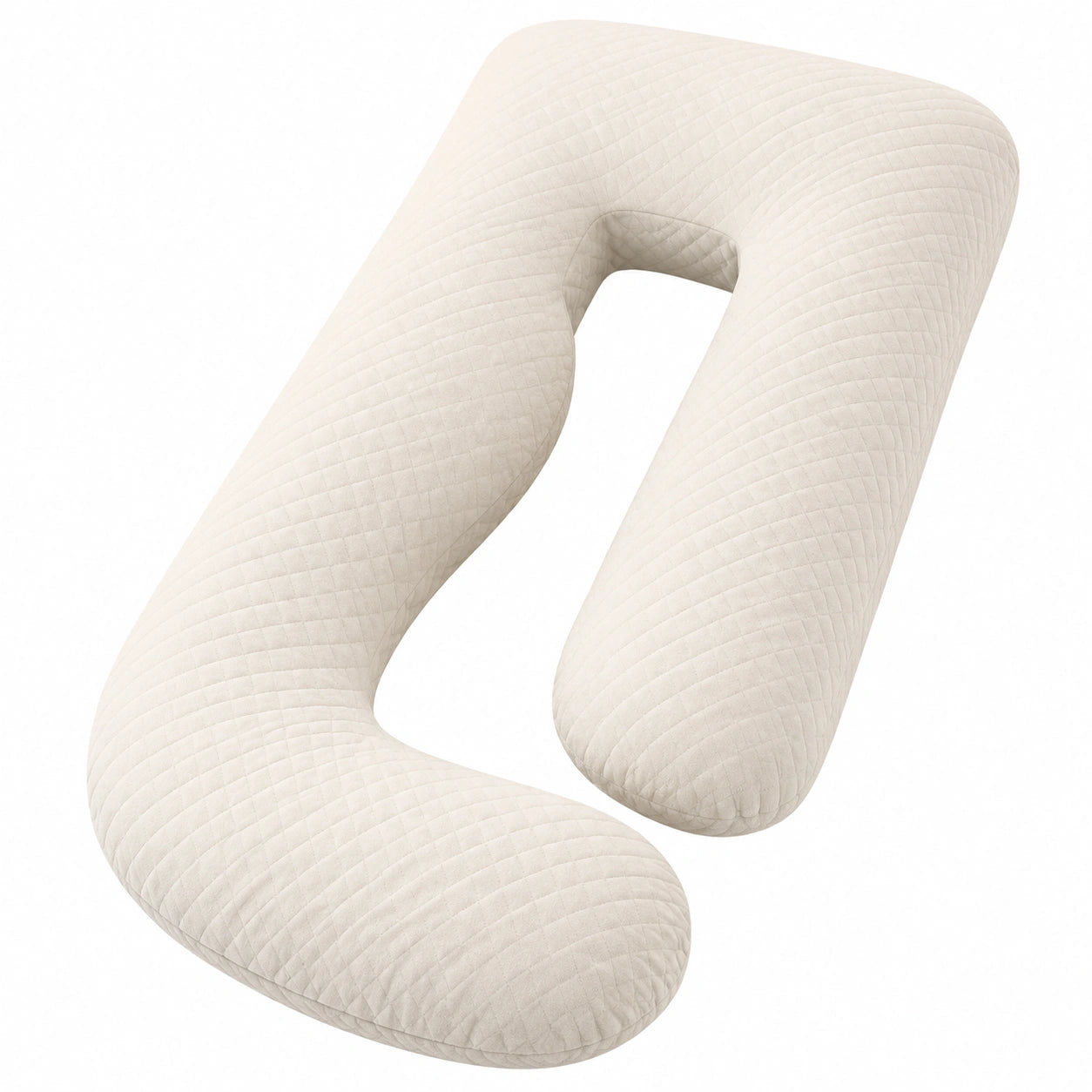 Cuscino gravidanza a U 150 cm in tessuto trapuntato avorio per supporto corpo