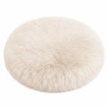 Cuscino rotondo 40 cm in tessuto effetto pelliccia bianco panna decorativo soffice