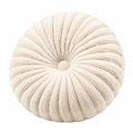 Cuscino decorativo rotondo 45 cm in pelliccia sintetica beige a pieghe
